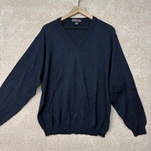 PGA Tour Navy Blue 100% Merino Wool Sweater Size Large Golf Golfing‎ Italy